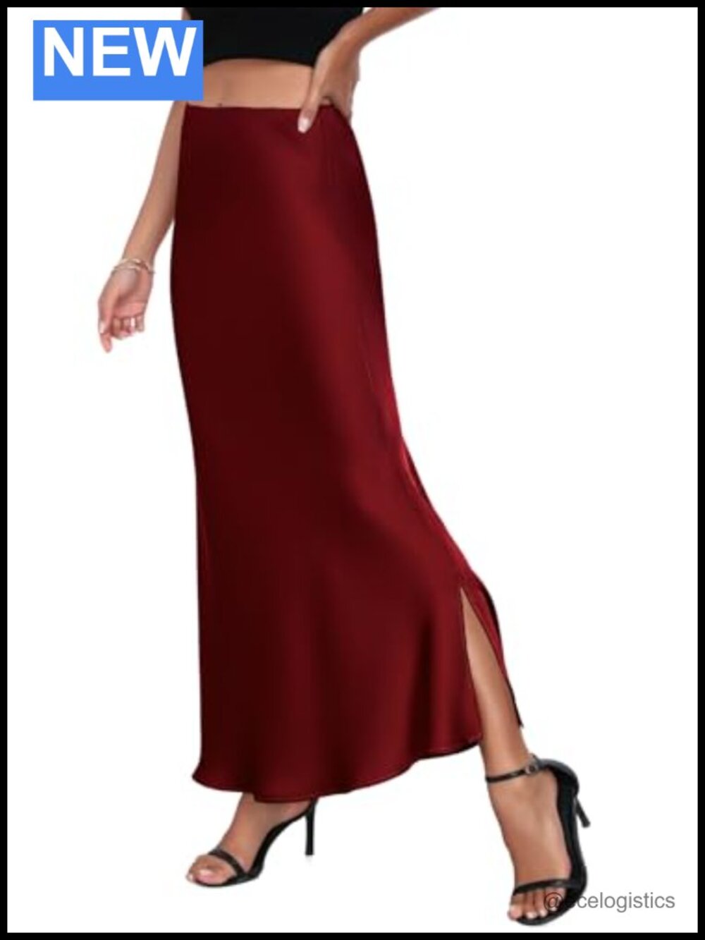 Satin High Waisted A Line Maxi Skirt Fishtail Side Split Elegant Cocktail Party